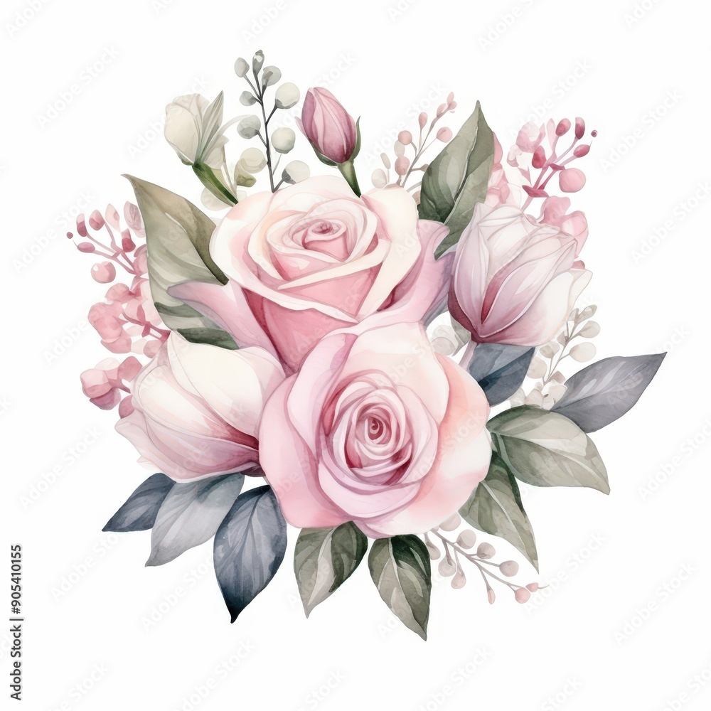 Wall mural watercolor floral bouquet