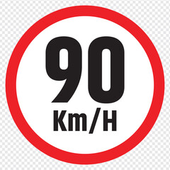 Speed limit sign 90 km h icon . vector illustration. eps 10