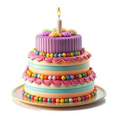 birthday cake with one candle transparent background
