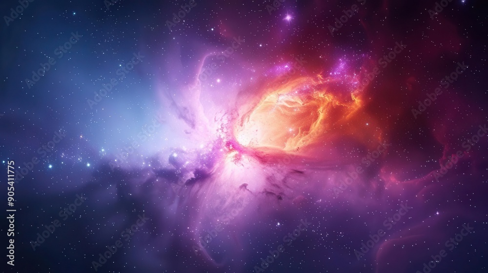 Wall mural cosmic nebula with vibrant colors and swirling gas clouds.