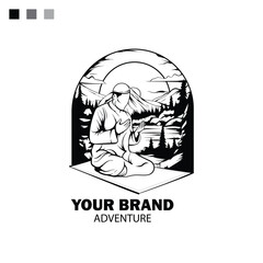 nature adventure illustration suitable for logos and t-shirts about nature