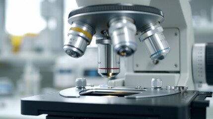 Microscope Close-up with Objectives.