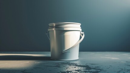 A mockup of a paint bucket in plastic with a blank label