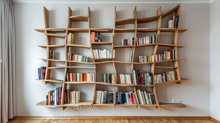 A modern and fancy wall-hanging bookshelf for home decor