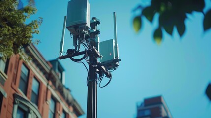 Small 5G antenna on a street light pole