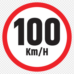 Speed limit sign 100 km h icon . vector illustration. eps 10