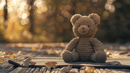 A serene scene of a teddy practicing yoga, embodying harmony and wellness through gentle stretches and mindful breathing, promoting a healthy and balanced lifestyle during pregnancy.