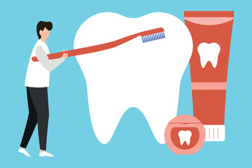 A boy is brushing his teeth.