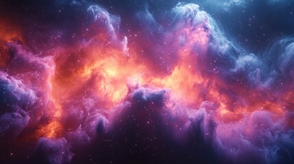 Naklejka premium Cosmic Nebula: A Symphony of Colors and Stars 