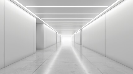 white empty room with a long corridor