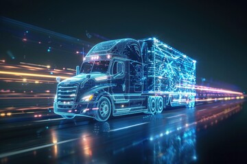 Digital Semi-Truck in Motion
