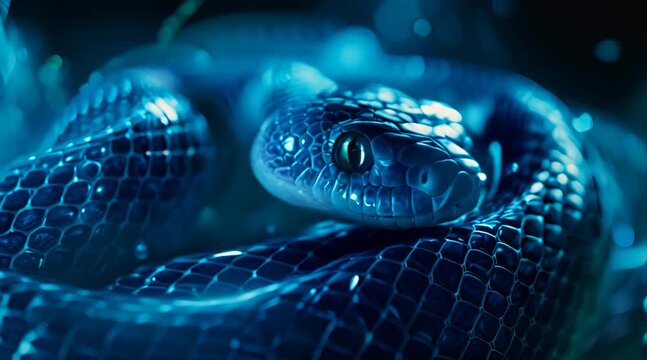 The symbol of the new year is a blue snake. The constellation of the serpent. A festive poster with a snake.