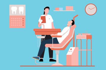 The patient is at the dentist's clinic for treatment.