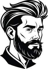 silhouette of hipster man head white background