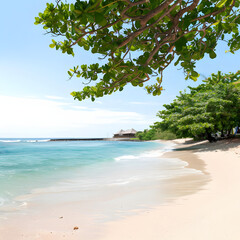 view of nusa dua beach in southern bali, indonesia isolated on white background, png