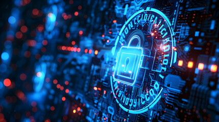 Fototapeta premium blue cybersecurity service concept,network data security protection concept background,generative ai