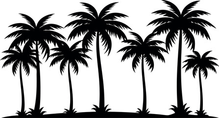 Obraz premium A row of palm trees are shown in black and white
