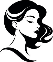 A woman with a Black lipstick and black hair. She is wearing a black dress and has a black and white background