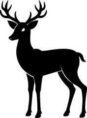 A deer is standing in front of a white background