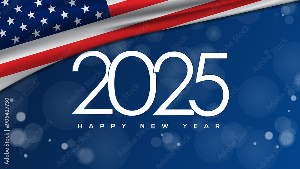 Wall mural Happy New Year 2025 USA Flag