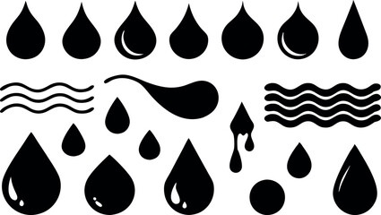 Fototapeta premium A collection of black water droplets with varying sizes and shapes