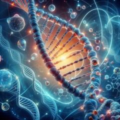 3D Rendering of Double Helix DNA Structure with Atomic Detail
