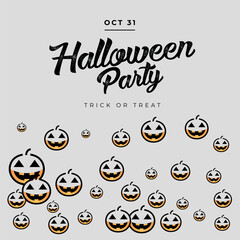 Halloween Party invitation poster with pumpkins