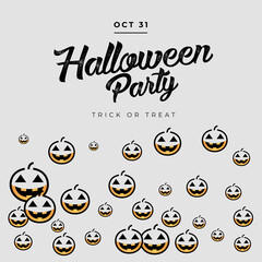 Halloween Party invitation poster with pumpkins