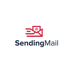 sending mail simple sleek geometric creative modern logo design