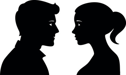 A man and a woman are looking at each other