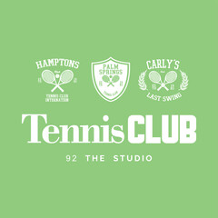 tennis club 92 the studio, brasao hamptos, palm springs, carly's last swings. Vector for silkscreen, dtg, dtf, t-shirts, signs, banners, Subimation Jobs or for any application