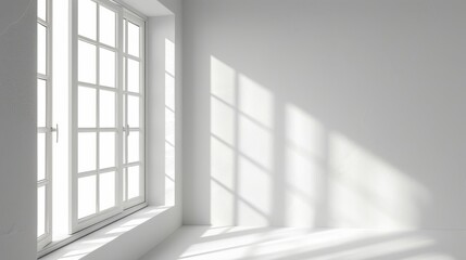 Fototapeta premium Window natural shadow effect on white background
