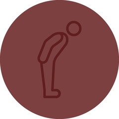 Person bowing Vector Line Maroon Circle Maroon