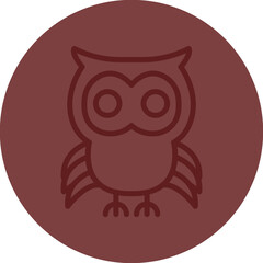 Owl Vector Line Maroon Circle Maroon