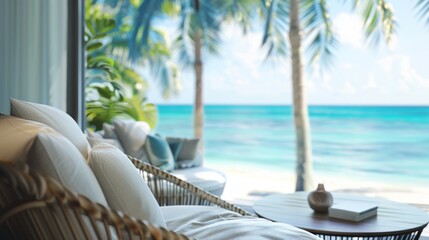 Fototapeta premium Coastal Getaway: A Relaxing View from a Beachfront Balcony