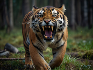Fototapeta premium A threatening tiger