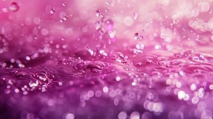 blurred transparent magenta colored water surface texture with splashes and bubbles, trendy background