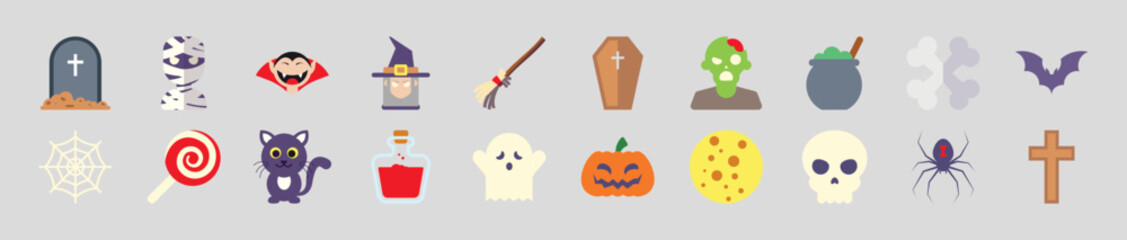 Halloween Flat Pictures. Suitable for infographics, books, banners and other designs