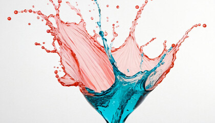 colorful water splash crash, isolated background
