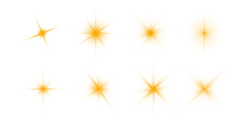 yellow light star, sun rays, golden sparks sparkle