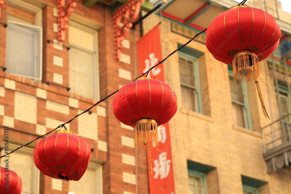 Wall mural chinese lantern in the temple