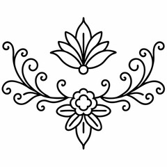 Floral design elements vintage dividers black silhouette