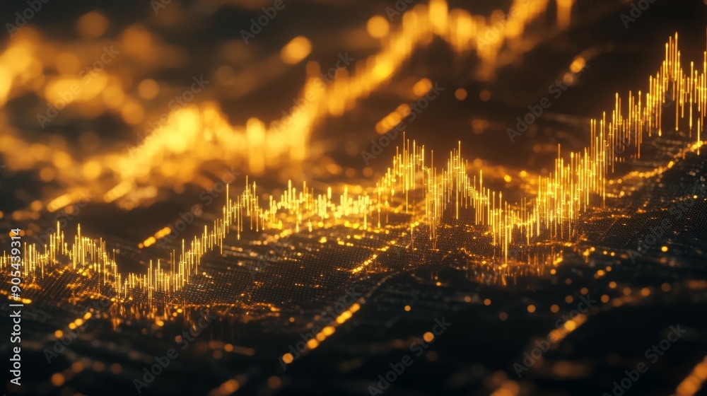 Aufkleber close-up of gold price movements on a computer screen, highlighting a recent spike.