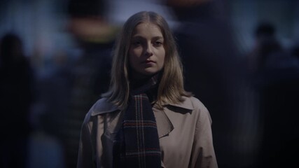 A bustling urban scene captured with blurred motion, exuding a dynamic city vibe