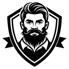 Beard Man Logo vector silhouette