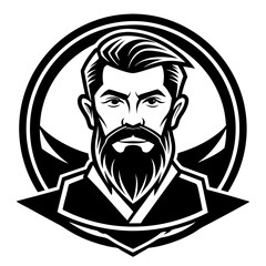 Beard Man Logo vector silhouette