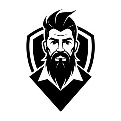 Beard Man Logo vector silhouette