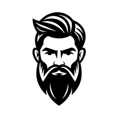 Beard Man Logo vector silhouette