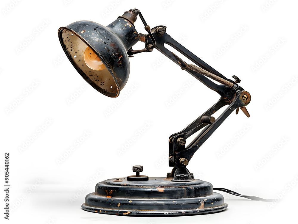 Wall mural vintage black desk lamp isolated on white background