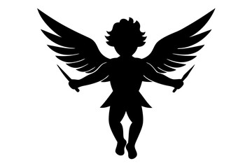 cupid silhouette black vector icon